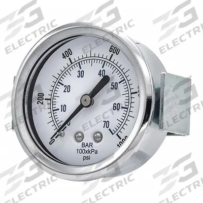 PIC GAUGES Industrial Pressure Gauge: 0 psi to 1,000 psi, 2 1/2 in Dial, 1/4 in NPT Male - U-Clamp Panel-Mount with Copper Wetted Parts