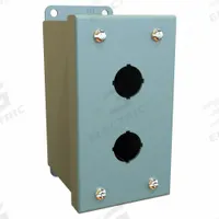 HAMMOND Push Button Enclosure: 22mm, 2 Holes, Carbon Steel, NEMA 12/13 (MPN MPB2). Key specifications — Brand: HAMMOND; Environments & Applications: Indoor Dust & Water Droplets.