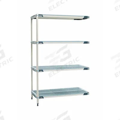 METRO Plastic Industrial Shelving: 24 in x 30 in, 62 in Overall Ht, 4 Shelves - Harsh-Environment Antimicrobial Stationary Plastic Shelving