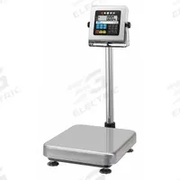 A&D WEIGHING Food Scale: 20 7/8 in Weighing Surface Dp, 15 3/8 in Weighing Surface Wd, LCD (MPN HW-200KCWP). Key specifications — Connection Ports: USB; Readability: 0.02 kg/0.05 lb/1 oz; Brand: A&D WEIGHING; IP Rating: IP65.