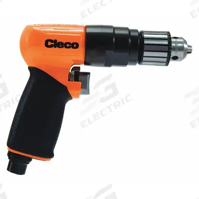 CLECO Air-Powered Drill: 3/8 in Chuck, Heavy Duty, 1,800 RPM, 1 hp, Keyed - Pistol-Grip Air-Powered Drills