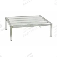 NEW AGE INDUSTRIAL Dunnage Rack: Welded, 12 in x 60 in x 20 in, Aluminum, 1,500 lb Load Capacity (MPN 6006). Key specifications — Finish: Natural; Color: Silver; Brand: NEW AGE INDUSTRIAL; Material: Aluminum; Method of Construction: Welded; Included: Cap Feet.