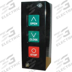 TELECTRON Control Station: Open-Close-Stop, Momentary Contacts, Indoor, Ceiling Mount/Surface Mount (MPN PBS-3). Key specifications — attr92627: PBS-3; attr93592: TELECTRON; attr1070071: Industrial Garage Door Operators; attr1070072: Momentary Contacts; attr1070073: Open-Close-Stop; attr1070075: Indoor; attr1070080: Ceiling Mount; attr1070091: Control Station.