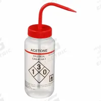 APPROVED VENDOR Wash Bottle: 500 mL, Acetone, Red, Wide, Std Spout Spout, White, 72.1 mm Body Dia (MPN 24J903). Key specifications — Closure Color: Red; Vented/Nonvented: Vented; Body Color: White; Brand: APPROVED VENDOR; Imprinting Group: Specific Chemicals.