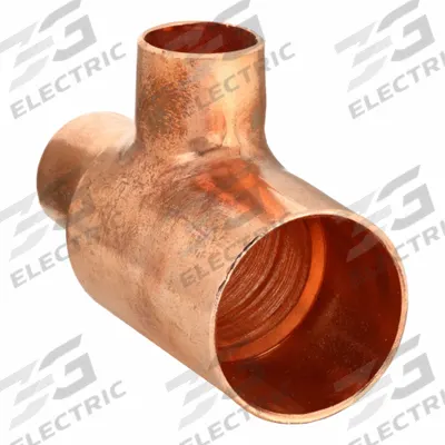 NIBCO Sweat Fitting Tee: 2 1/2 in CTS x 2 in CTS x 2 in CTS, Cup x Cup x Cup - Wrot Copper Tube Fittings