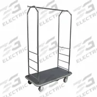 CSL Bellman Cart: 1 in Frame Dia, 43 in Overall Lg, 23 in Overall Dp, 72 1/2 in Overall Ht, Black (MPN 2000GY-050-BLK). Key specifications — Brand: CSL; Frame Finish: Chrome; Product Type: Bellman Cart; Caster Type: Polyurethane Swivel Casters.