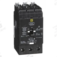 SQUARE D Miniature Circuit Breaker: 70 A, 277/480V AC, Three Phase, 35kA at 277/488V AC, 3 Poles (MPN EGB34070). Key specifications — Phase: Three; Amps: 70 A; AC Voltage Rating: 277/480V AC; Max. AIR Rating: 35kA at 277/488V AC; For Use With: Square D NF Panelboards; Brand: SQUARE D.