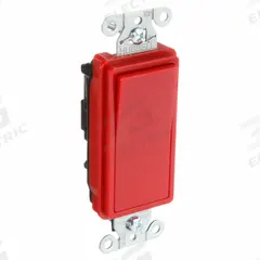 HUBBELL Wall Switch: Rocker Switch, 3-Way, Maintained, Red, 120/277V AC, 20 A (MPN DS320R). Key specifications — Illuminated: No; Voltage Rating: 120/277V AC.