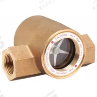 DWYER Window Sight Flow Indicator with Impeller: Rotor, Bronze, 1/4 in FNPT, 1/4 in Connection Size (MPN SFI-300-1/4). Key specifications — For Media Type: Water; Brand: DWYER; Sight Material: Tempered Glass; Connection Type: FNPT; Flow Direction: Vertical Down; Seal Material: Buna-N; Wetted Material: PTFE.
