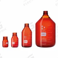 DURAN Laboratory Bottle: 50 mL, Closure Material: HDPE – Closure Liner Material: Unlined Cap, 32 mm (MPN 218061782). Key specifications — Brand: DURAN; Graduated: Yes; Pre-Cleaned: None; Body Color: Amber; Screw Closure Size: 32 mm.