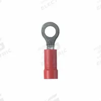 PANDUIT StrongHold(TM) EV18-10RB-Q Ring Terminal: Red, Vinyl Insulation, #10 Stud Size, 600 V. Key specifications — attr1308027: PANDUIT; attr1356513: EV18; attr1356587: Funnel Entry.
