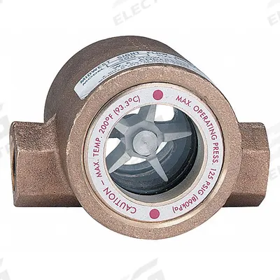 Dwyer Window Sight Flow Indicator with Impeller: Rotor, Bronze, 1 in FNPT - Flow Sights with Indicator