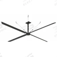 HUNTER INDUSTRIAL Ceiling Fan: 125,819 cfm Airflow, 18 ft Blade Dia, Variable Speeds, 240V AC, ECO (MPN E18-23I-IP-MD). Key specifications — Voltage: 240V AC; Light Kit: No; Series: ECO; Number of Speeds: Variable; Phase: Three; Current: 3.5 A; Brand: HUNTER INDUSTRIAL.