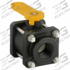 BANJO Manual Two-Way Ball Valve: 1 in, Polypropylene, Straight, FNPT x FNPT, Three-Piece, Lever (MPN V100FP). Key specifications — Brand: BANJO; Handle: Lever.