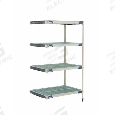 METRO Plastic Industrial Shelving: 24 in x 36 in, 62 in Overall Ht, 4 Shelves - Harsh-Environment Antimicrobial Stationary Plastic Shelving