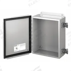 HOFFMAN Enclosure: 304 Stainless Steel, 6 in x 4 in x 4 in, NEMA 12/3R/4/4X, Solid Cover, Clamp On (MPN A6044NFSS). Key specifications — Brand: HOFFMAN; Closure Method: Clamps; Enclosure Material: 304 Stainless Steel; Knockouts: Not Included.