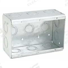 RACO Electrical Box: Steel, 3 Gangs, 2 1/2 in Box Dp, 5 5/8 in Box Wd, 3 3/4 in Box Ht (MPN 692). Key specifications — Brand: RACO; Bracket Style: Without Bracket; Clamp Style: Without Clamps.