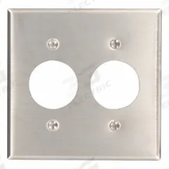 LEVITON Wall Plate: Single Circular Opening, 2 Gang, Silver, Std Size (MPN 84052-40). Key specifications — Brand: LEVITON; Material: Stainless Steel.