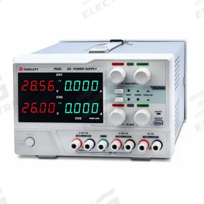 TRIPLETT Adjustable Dual Channel: 5 A Current Output 1 - Max, 5 A Current Output 2 - Max - Bench Triple Output DC Power Supplies