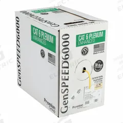 GENSPEED Category Cable: 1,000 ft Cable Lg, 23 AWG, Plenum, Yellow, PVC, Enhanced, 7131902, 6, Solid. Key specifications — Conductor Gauge: 23 AWG; Jacket Material: PVC; Brand: GENSPEED; Pairs Separation: Enhanced.