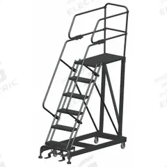 BALLYMORE Mobile Work Platform: 5 ft Platform Ht - Max, 24 in x 36 in, Steel, 800 lb Load Capacity (MPN SEP6-2436). Key specifications — Folding: Not Foldable; Mobility: Rolling; Brand: BALLYMORE; Color: Gray; Height Adjustability: Fixed Height; Includes Handrails: Handrails Included; Locking Mechanism: Foot-Activated Step Lock; Handrails: Includes Handrails.