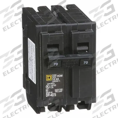 SQUARE D Miniature Circuit Breaker: 70 A, 120/240V AC, Single Phase, 10kA at 120/240V AC - HOM Series, Plug-In Square D Miniature Circuit Breakers