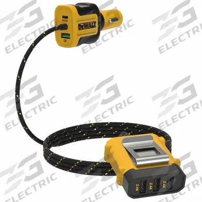 DEWALT Front 5-Port/ Back Seat USB PD Charger,18W: Charger, 5 Connections, 6 ft Cord Lg - 12V Vehicle Auxiliary Chargers