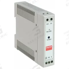 DAYTON DC Power Supply: DIN Rail, 15 W Output Power - Rated, 0.63 A Current - Output, Single Phase (MPN 33NT18). Key specifications — attr1044898: Single; attr1044874: Plastic; attr1044879: 90 to 264V AC; attr211400: DAYTON.