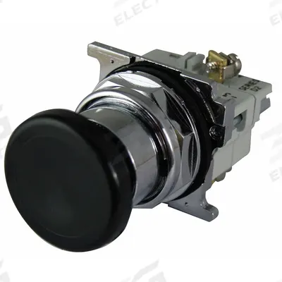 EATON Mushroom Head Push Button: Non-Illuminated, Mushroom Head Profile, Metallic - Mushroom-Head Push Buttons
