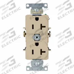 LEVITON Duplex Receptacle/Oultet, 20 Amp: Duplex, 5-20, Ivory, 125V AC, 20 A, 2 Pole / 3 Wire (MPN 5342-I)