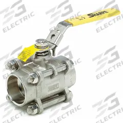 SHARPE Manual Two-Way Ball Valve: 3/8 in, 316 Stainless Steel, Straight Valve Body, Socket x Socket (MPN 4351002480). Key specifications — Seat Material: Polymer; Brand: SHARPE; Handle: Locking Lever.