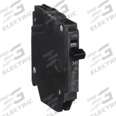 GE Miniature Circuit Breaker: THQP, 30 A, 120/240V AC, Single Phase, 10kA at 120/240V AC, Std (MPN THQP130). Key specifications — Amps: 30 A; AC Voltage Rating: 120/240V AC; Phase: Single; Max. AIR Rating: 10kA at 120/240V AC; For Use With: GE Panelboards.
