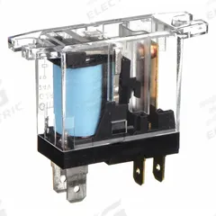 OMRON Flange Mount Relay: Surface (Top Flange) Mounted, 10 A Current Rating, 24V DC, SPST-NO (MPN G2R-1A-T-DC24). Key specifications — Brand: OMRON; Base Type: Square; Mounting Style: Top Flange; Electrical Connection: Quick-Connect; Manufacturer Part Number: G2R-1A-T-DC24; Operating Current: 5 A at 30V DC (Inductive Load); Series: G2R Power Series.