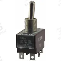 EATON Toggle Switch: 2 Position, 3 Connections, SPDT, Spade Terminals Connection, X Series (MPN XTD2C1A). Key specifications — AC Contact Rating: 20 A @ 125 V; Switch Function Configuration: On/None/On; Brand: EATON; Series: X; Horsepower: 3/4 hp.