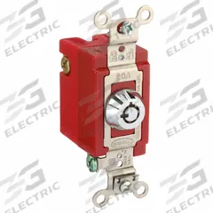 HUBBELL Wall Switch: Locking Switch, 3-Way, Maintained, Silver, 120/277V AC, 20 A (MPN HBL1223RKL). Key specifications — Illuminated: No; Voltage Rating: 120/277V AC.