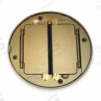 HUBBELL WIRING DEVICE-KELLEMS Floor Box Cover and Tile Flange: Round, Gold, Brass, Smooth (MPN S1TFCBRS). Key specifications — Brand: HUBBELL WIRING DEVICE-KELLEMS; Color: Gold; Cover Shape: Round; Finish: Smooth; Material: Brass.