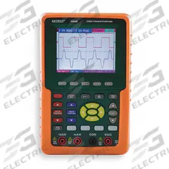 EXTECH Handheld Digital Oscilloscope: Portable Handheld Digital Oscilloscopes, Fully Isolated, USB (MPN MS420). Key specifications — Power Source: AC Adapter; Manufacturer Part Number: MS420; AC Magnitude Calculation: True RMS; Basic AC Current Accuracy: ±1.50% ±3 Digits; ±2% ±1 Digits; ±5% ±3 Digits; Basic AC Voltage Accuracy: ±1% ±3 Digits; Basic DC Current Accuracy: ±1.50% ±1 Digits.