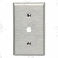LEVITON Wall Plate: Single Circular Opening, 1 Gang, Silver, Std Size (MPN 84018-40). Key specifications — Brand: LEVITON; Material: Stainless Steel.