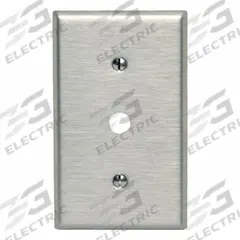 LEVITON Wall Plate: Single Circular Opening, 1 Gang, Silver, Std Size (MPN 84018-40). Key specifications — Brand: LEVITON; Material: Stainless Steel.