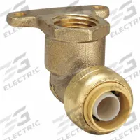 SHARKBITE Push-Fit Elbow Fitting: 90° Elbow, 1/2 in OD x 1/2 in Pipe Size, Push-to-Connect x FNPT (MPN U335LF). Key specifications — Brand: SHARKBITE.