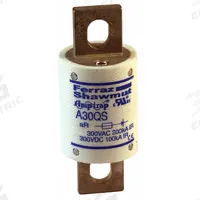 Semiconductor Fuse: A30QS Series, Fast-Acting, 150 A, 300 V AC, 300 V DC DC Volt Rating (MPN A30QS150-4). Key specifications — Series: A30QS; Brand: MERSEN; Voltage Type: AC/DC.