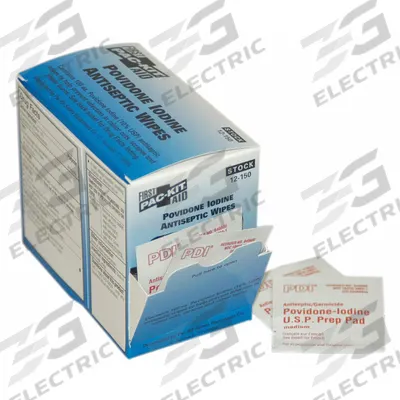 FIRST AID ONLY Topical Antiseptic Wipes: Wipes, Ethyl Alcohol/Povidone Iodine