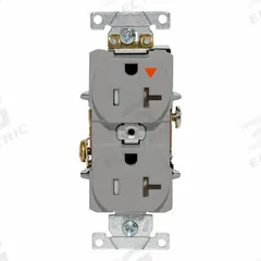 LEVITON Isolated Ground Duplex Receptacle Outlet: Duplex, 5-20, Gray, 125V AC, 20 A, 2 Pole / 3 Wire (MPN T5362-IGG)