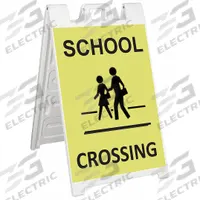 APPROVED VENDOR Traffic Barricade: 45 in Overall Ht, 25 in x 45 in, Diamond, Barricade, Reflective (MPN 130-WLGQ3622-YGDG). Key specifications — Color: White; Includes: Sign Stand; Manufacturer Part Number: 130-WLGQ3622-YGDG; Brand: APPROVED VENDOR; Accepts Light: Yes; Frame Material: Plastic; Legend: School Crossing; Style: A-Frame.