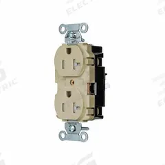 HUBBELL Receptacle: Duplex, 5-20, Ivory, 125V AC, 20 A, 2 Pole / 3 Wire (MPN 5362STITR)
