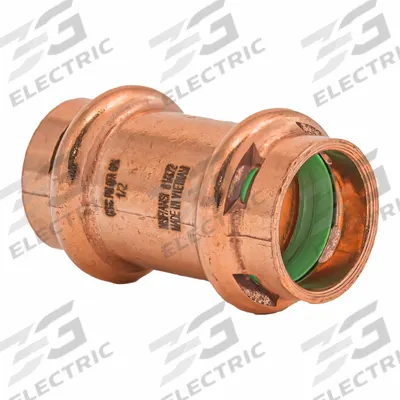 QUICKFITTING SUREPRESS Press Copper Coupling No Stop: 1/2 in CTS x 1/2 in CTS size - Plumbing Copper & Bronze Press Tube Fittings with Seal Window