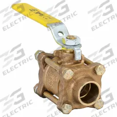 APOLLO Manual Two-Way Ball Valve: 3/4 in, Bronze, Straight, Sweat x Sweat, Full Port, Three-Piece (MPN 8220401). Key specifications — Brand: APOLLO; Handle: Lever.