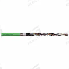 CHAINFLEX Measuring System Cable: Green, PVC Jacket, 50 V Volt (MPN CF211-006). Key specifications — Conductor Grouping: (3) Shielded Twisted Pair 26 AWG/(4) 26 AWG/(4) 24 AWG/(2) 20 AWG; Includes Ground: No; Overall Length: Order by the Foot; Minimum Bend Radius Factor - Fixed: 5 x OD; Minimum Bend Radius Factor - Flexible: 8 x OD; Brand: CHAINFLEX.