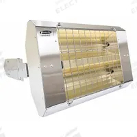 FOSTORIA Infrared Quartz Electric Heater: 3200 W Watt Output, 480V AC, 1 Phase, Hardwired, Silver (MPN P-60-222-THSS). Key specifications — Wattage Output: 3200 W; Voltage: 480V AC; Brand: FOSTORIA; Electrical Connection: Hardwired; Element Type: Quartz Lamp; Housing Color: Silver; Housing Material: Stainless Steel; Overall Dimensions - L x W x D: 24 in x 15 in x 11 in.