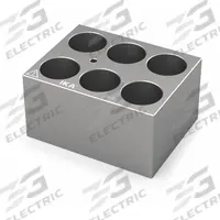 IKA Dry Block: Anodized Aluminum, 3 3/4 in Overall Wd, 3 in Overall Lg, 6 Wells, 26 1/4 mm Well Dia (MPN 4469200). Key specifications — Product Type: Dry Block Heater; Includes Thermometer Well: Yes; Material: Anodized Aluminum; Brand: IKA.